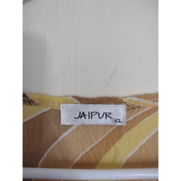 Jaipur‎ Bohemian Crinkle Chiffon Blouse XXL Retro 70s Lagenlook Groovy Hippie - Picture 3 of 6